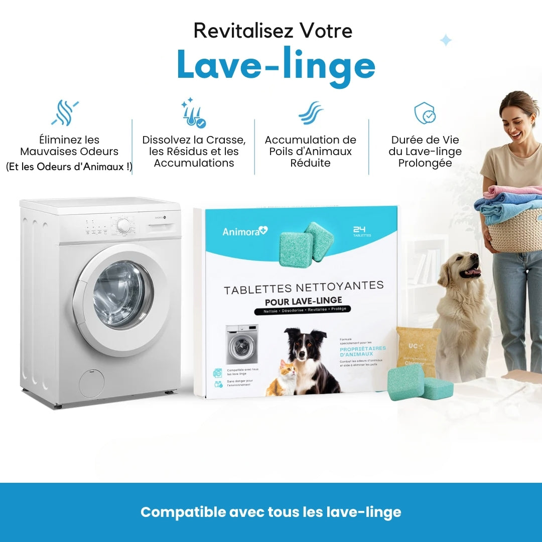 Tablettes Nettoyantes Anti-Poils pour Lave-linge